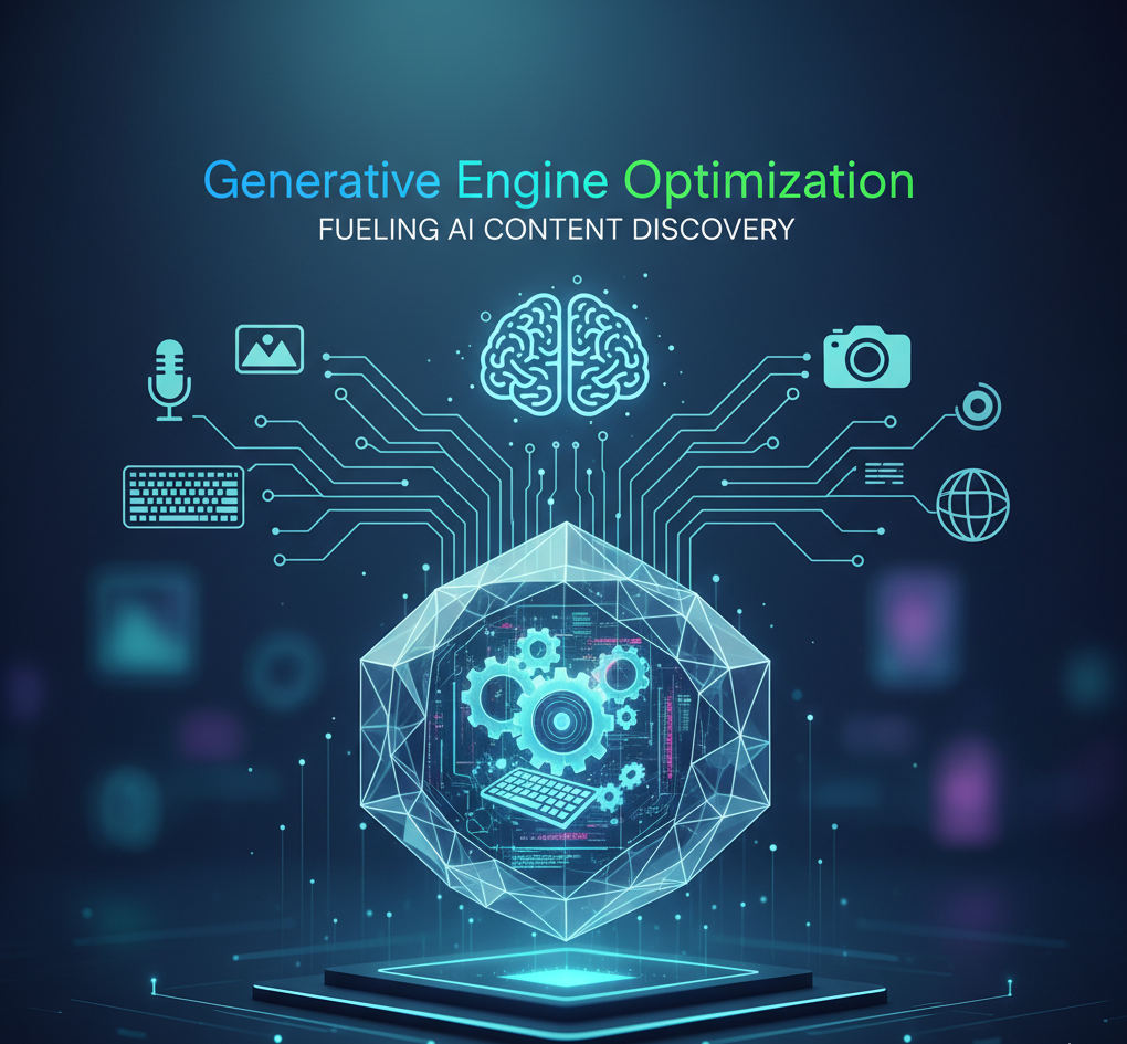 a digital illustration of a hexagon with gears and icons
